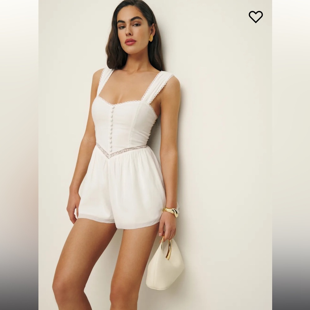 Reformation Luisa Romper White - Size 6